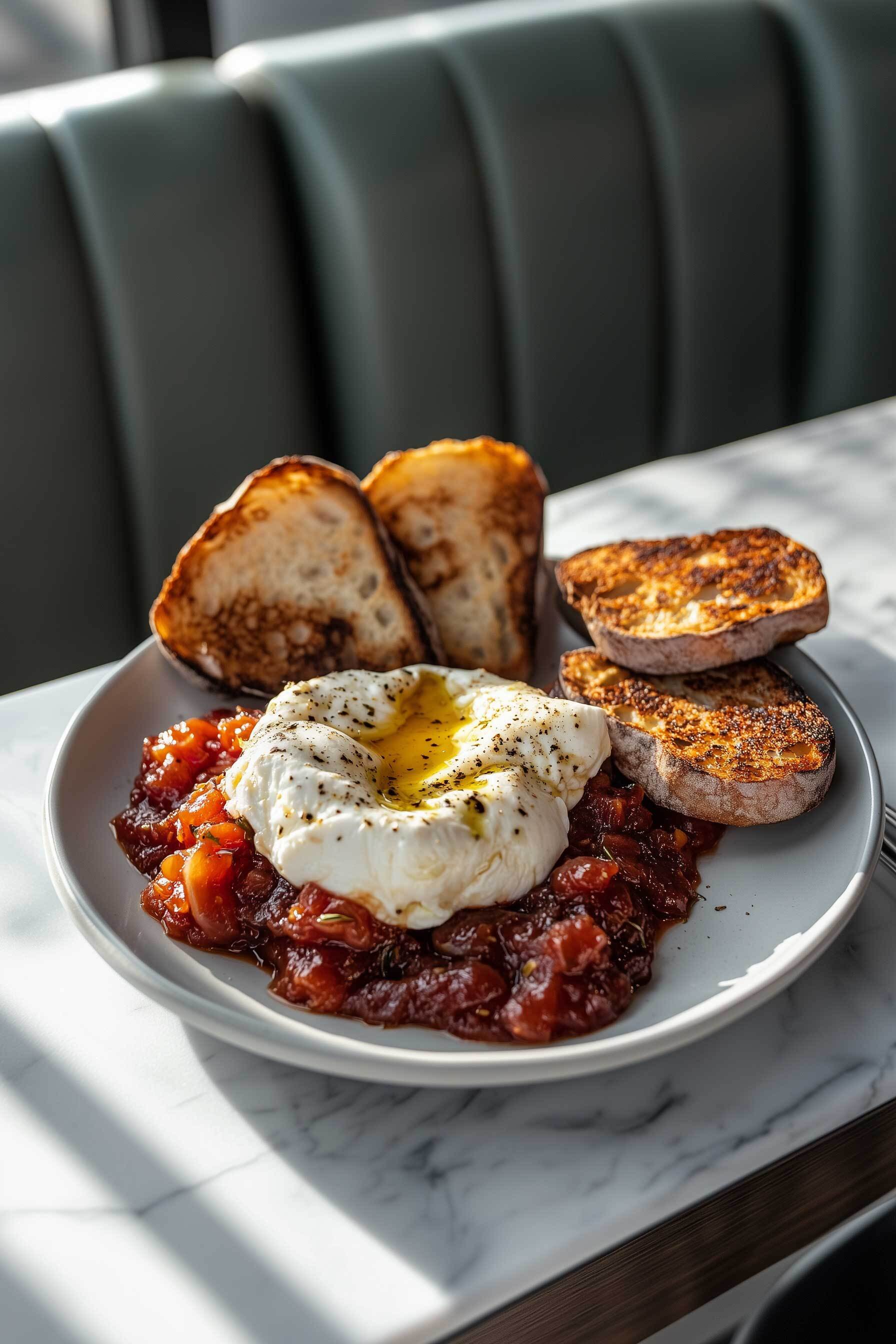 Burrata mit Tomatenmarmelade